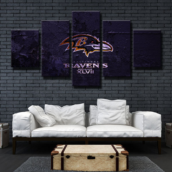 Baltimore Ravens Purple Split Wall Emblem Canvas Wall Art