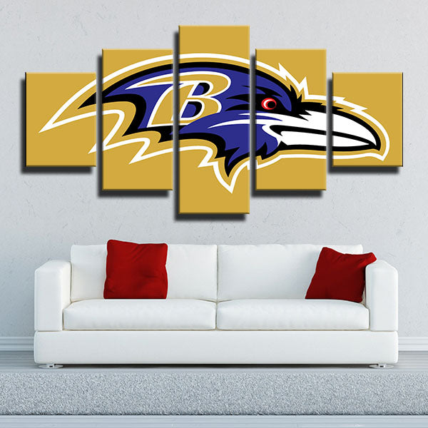 Baltimore Ravens Simple Yellow Emblem Canvas Wall Art