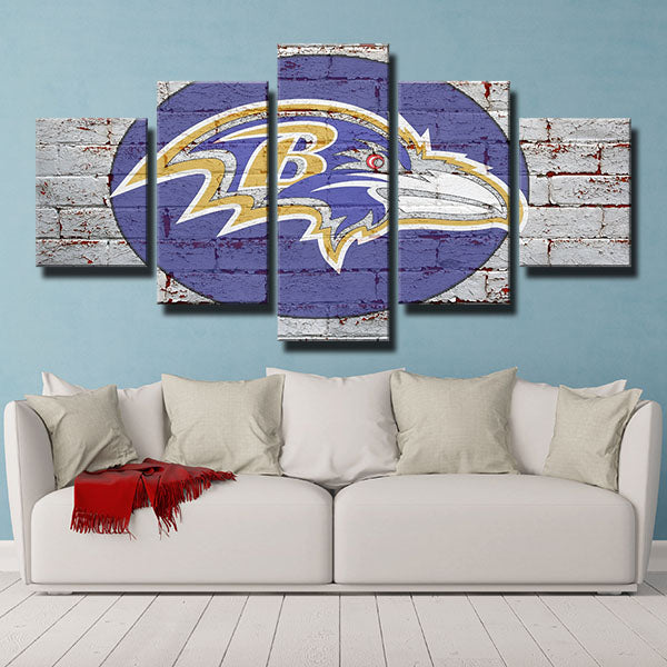 Baltimore Ravens White Wall Emblem Canvas Wall Art