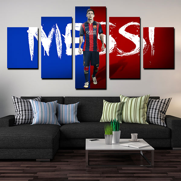 Barcelona The Scarlet And Blue Forward Flea Lionel Messi Canvas Wall Art