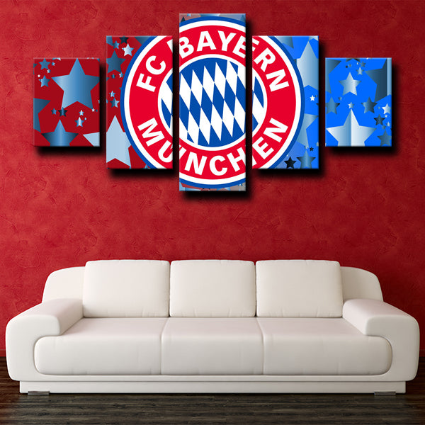 Bayern Logo Badge Blue And Red Canvas Wall Art
