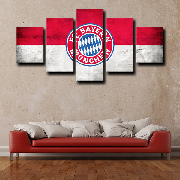 Bayern Logo Badge Red And White Canvas Wall Art