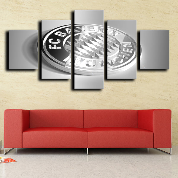 Bayern Logo Badge White Canvas Wall Art