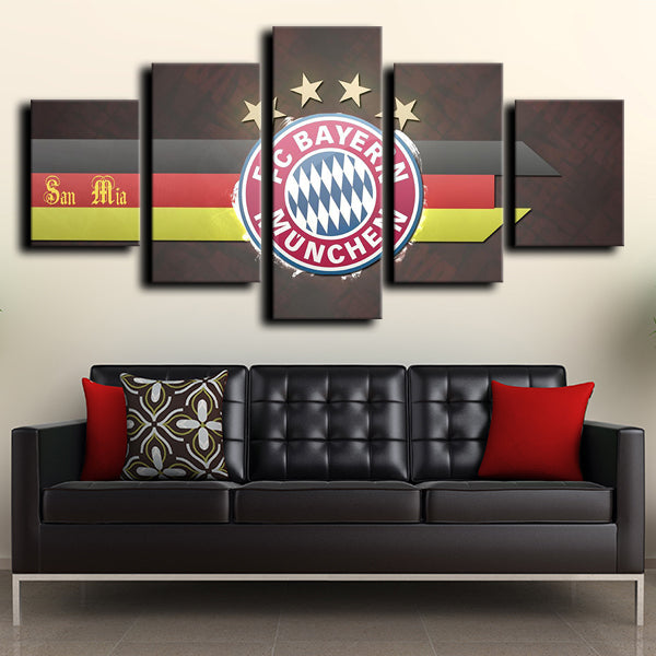Bayern Logo Crest Black Canvas Wall Art