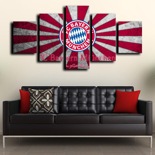 Bayern Logo Crest Red And White Canvas Wall Art