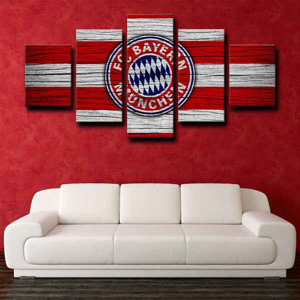 Bayern Logo Crest Red And White Canvas Wall Art