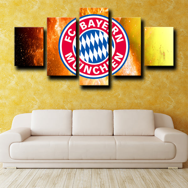 Bayern Logo Crest Yellow Canvas Wall Art