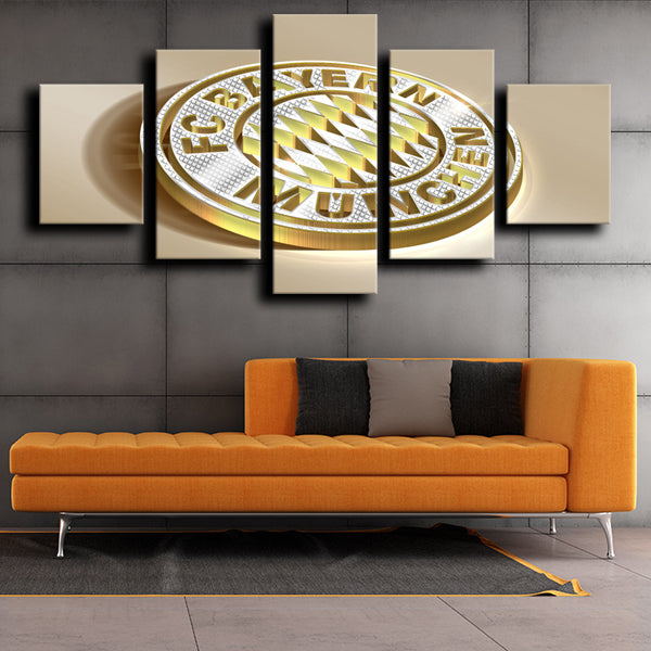 Bayern Munich Emblem Gold Canvas Wall Art