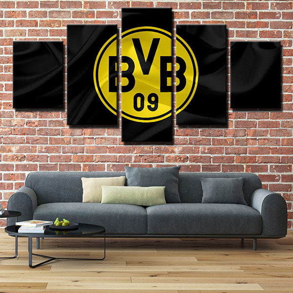 Borussia Dortmund Fc Black Emblem Canvas Wall Art