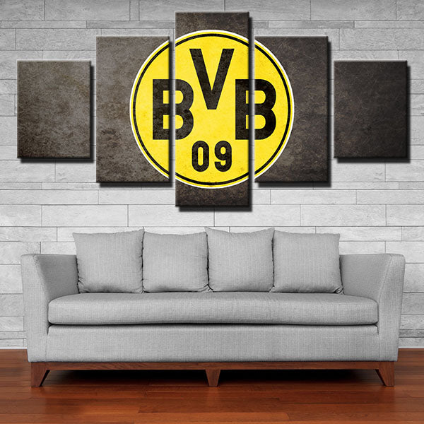 Borussia Dortmund Fc Black Wall Emblem Canvas Wall Art