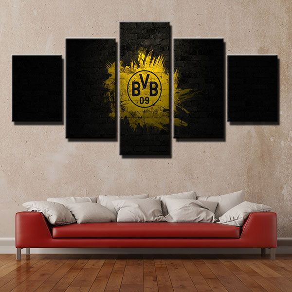 Borussia Dortmund Fc Black Wall Graffiti Emblem Canvas Wall Art