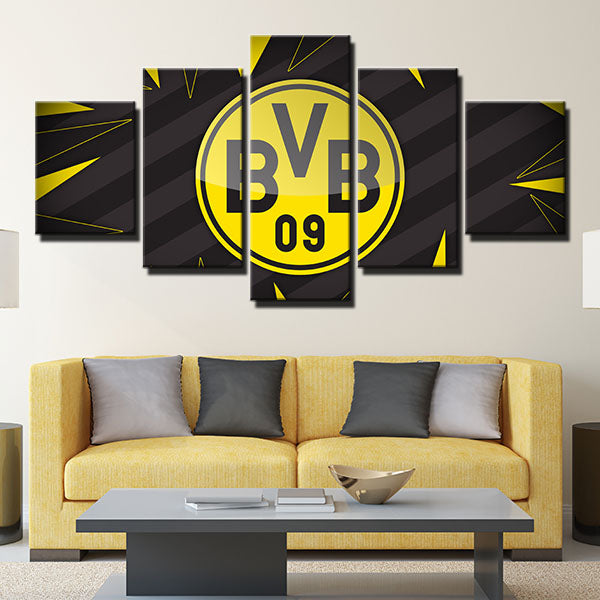 Borussia Dortmund Fc Bright Emblem Canvas Wall Art