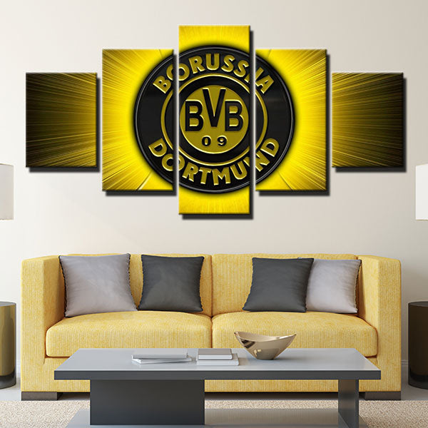 Borussia Dortmund Fc Golden Light Emblem Canvas Wall Art