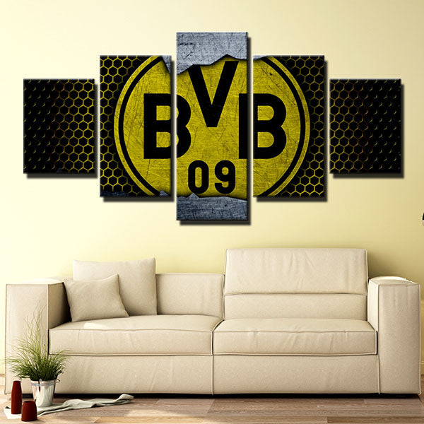 Borussia Dortmund Fc Honeycomb Emblem Canvas Wall Art