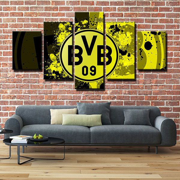 Borussia Dortmund Fc Ink Dot Emblem Canvas Wall Art