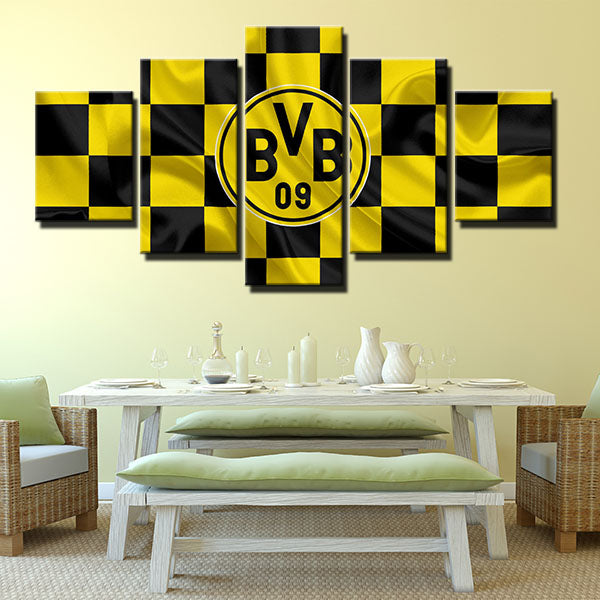 Borussia Dortmund Fc Lattice Emblem Canvas Wall Art