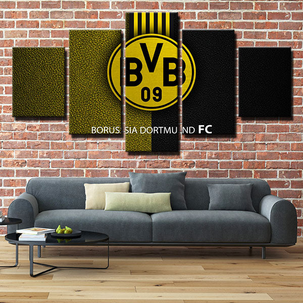 Borussia Dortmund Fc Leather Emblem Canvas Wall Art
