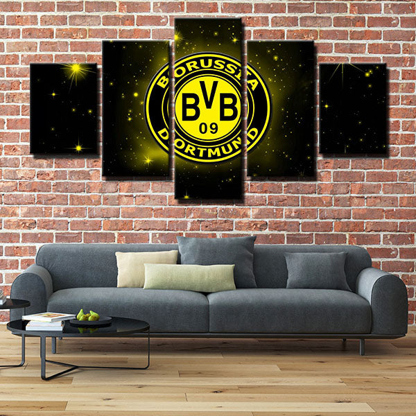 Borussia Dortmund Fc Star Emblem Canvas Wall Art