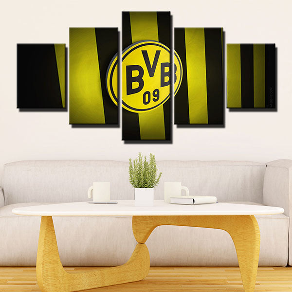 Borussia Dortmund Fc Stripe Emblem Canvas Wall Art
