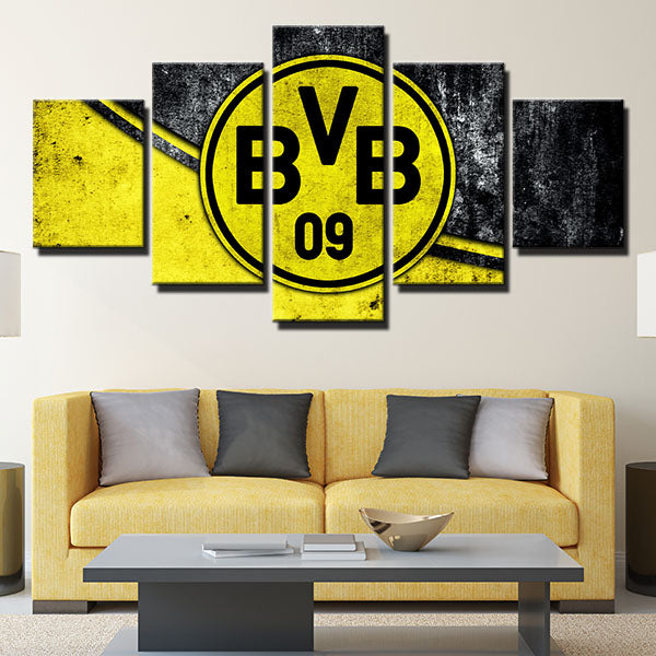 Borussia Dortmund Fc Yellow And Black Emblem Canvas Wall Art