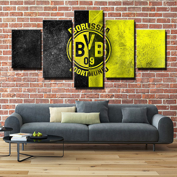 Borussia Dortmund Fc Yellow And Black Wall Emblem Canvas Wall Art