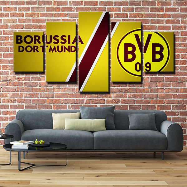 Borussia Dortmund Fc Yellow And Red Emblem Canvas Wall Art