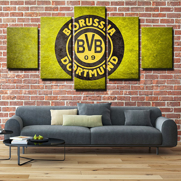 Borussia Dortmund Fc Yellow Wall Emblem Canvas Wall Art