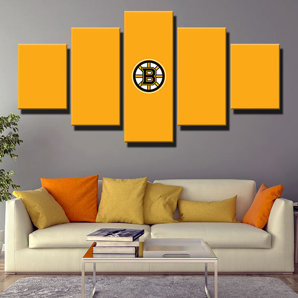 Boston Bruins All Orange Emblem Canvas Wall Art