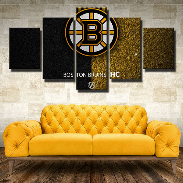 Boston Bruins Black And Yellow Emblem Canvas Wall Art