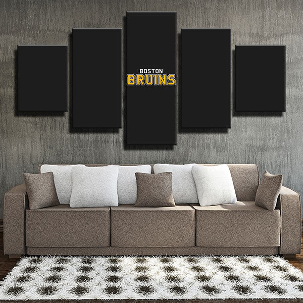 Boston Bruins Black Simple Emblem Canvas Wall Art