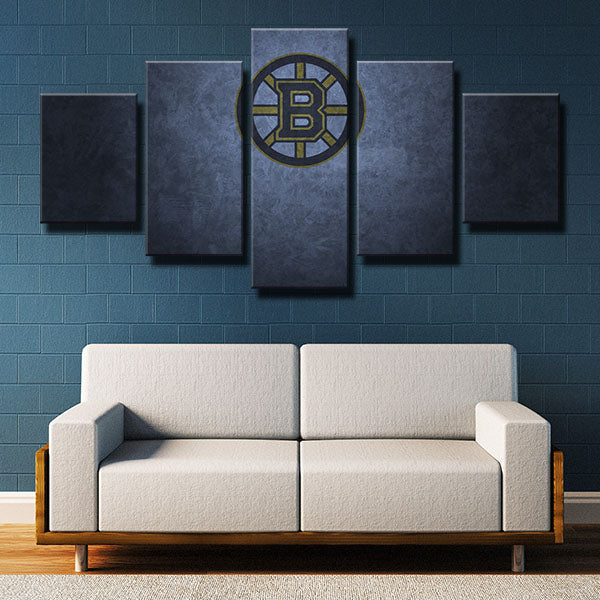 Boston Bruins Blue Black Emblem Canvas Wall Art
