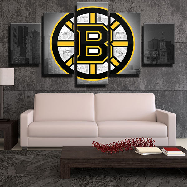 Boston Bruins Gray City Emblem Canvas Wall Art