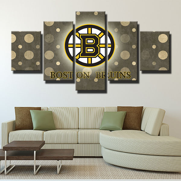 Boston Bruins Polka Dot Emblem Canvas Wall Art