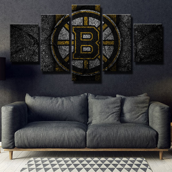 Boston Bruins Split Wall Emblem Canvas Wall Art