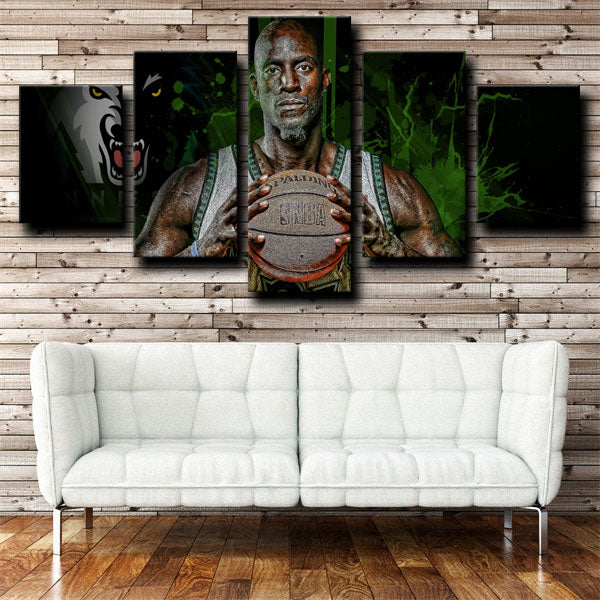 Boston Celtics Forward Kevin Garnett Dark Canvas Wall Art