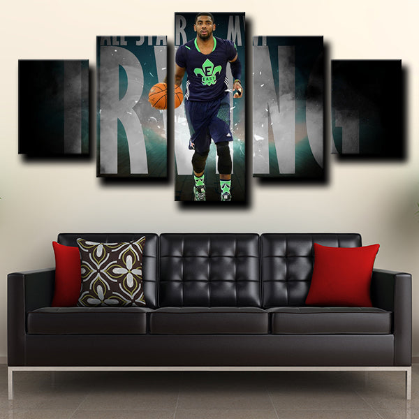 Boston Celtics Full Back Irvie Kyrie Andrew Irving Black Canvas Wall Art