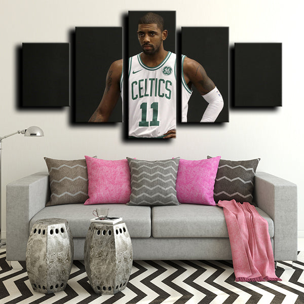 Boston Celtics Guard Kyrie Irving Black Canvas Wall Art