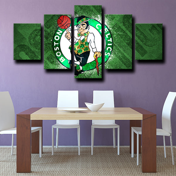 Boston Celtics Logo Badge Green Canvas Wall Art
