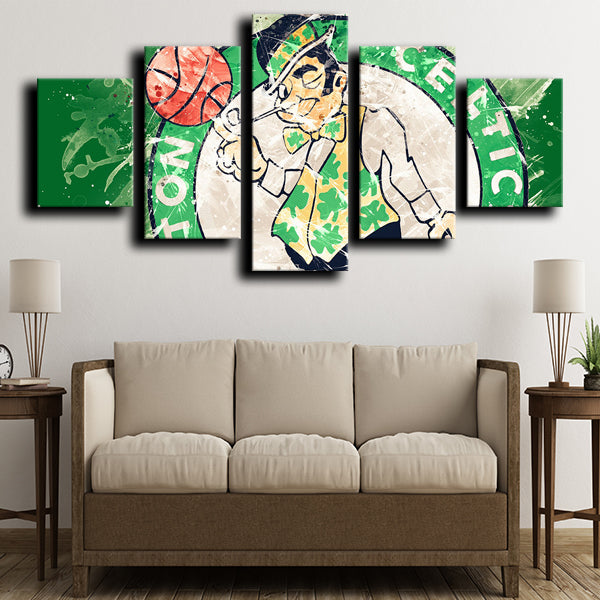 Boston Celtics Logo Crest Emblem Canvas Wall Art
