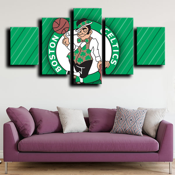 Boston Celtics Logo Crest Green Canvas Wall Art