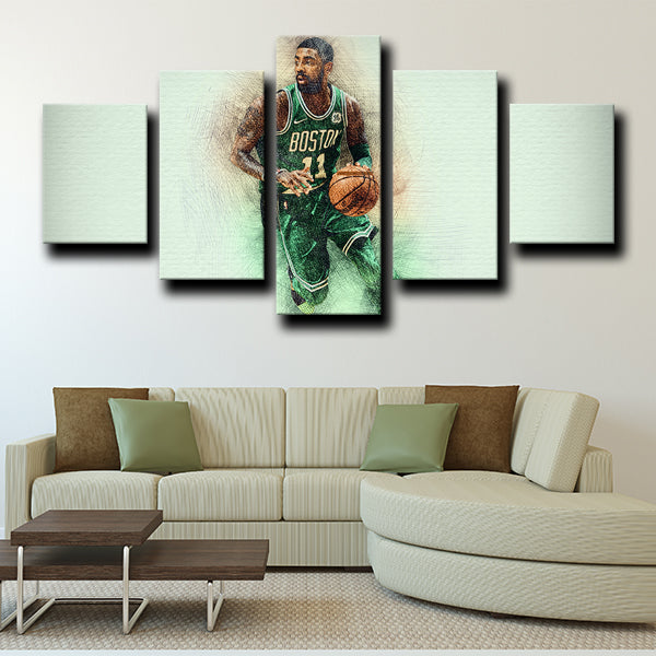 Boston Celtics Mvp Kyrie Irving Green Canvas Wall Art