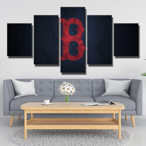 Boston Red Sox B Block Icon Canvas Wall Art