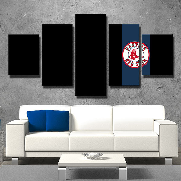 Boston Red Sox Black And Blue Logo Canvas Wall Art