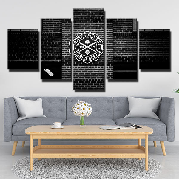 Boston Red Sox Black Round Rign Emblem Canvas Wall Art