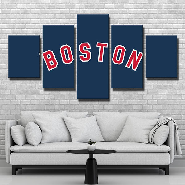 Boston Red Sox Blue Background Canvas Wall Art