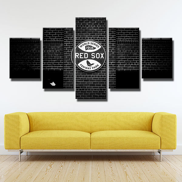 Boston Red Sox Grey Background Ation Canvas Wall Art