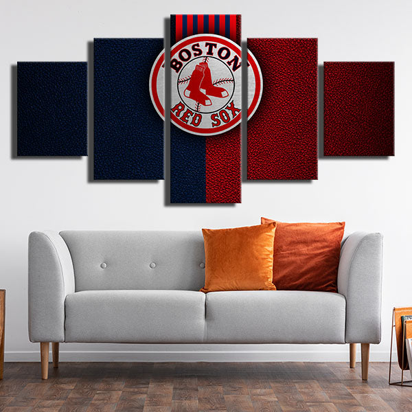 Boston Red Sox Red And Blue Skin Emblem Canvas Wall Art