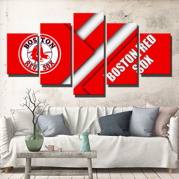 Boston Red Sox Red And White Art Emblem Canvas Wall Art