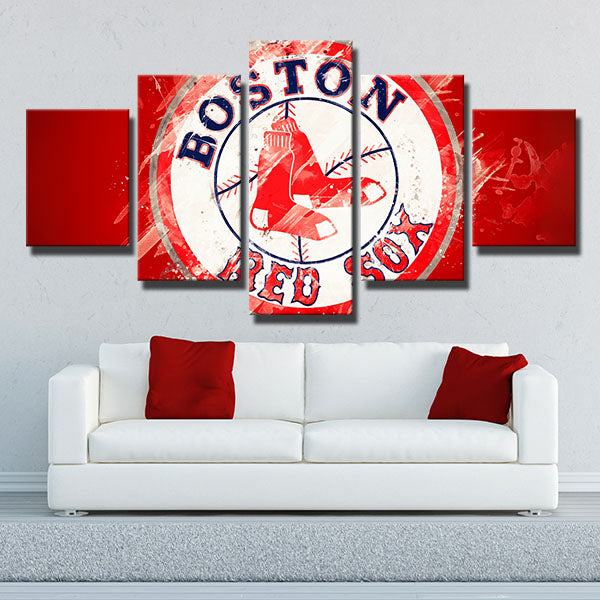 Boston Red Sox Red Art Emblem Canvas Wall Art