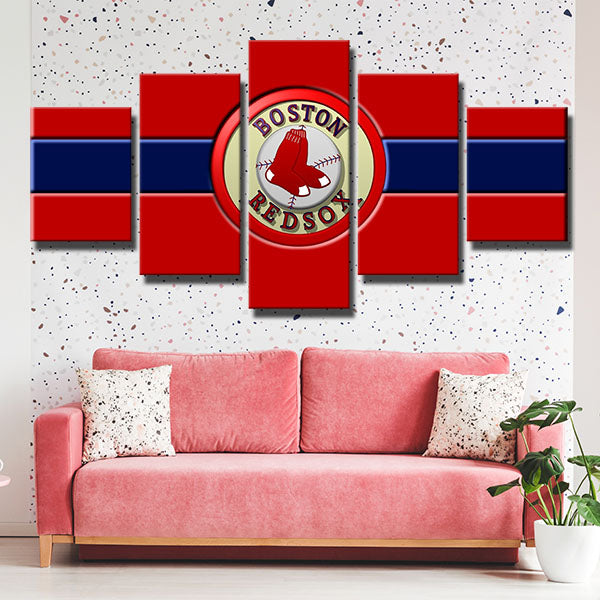 Boston Red Sox Red Blue Symbol Canvas Wall Art